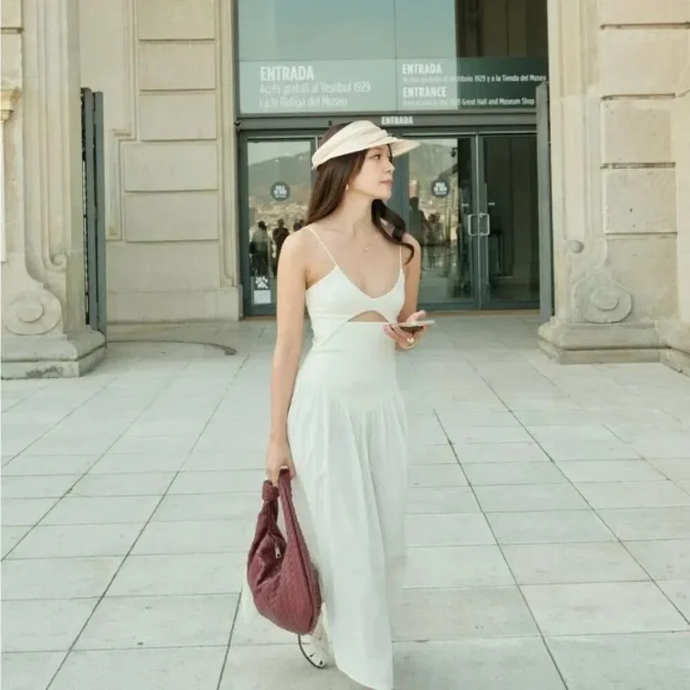 Zara Cutout Combination Midi Dress Ecru White NWT Size Large - Picture 4 of 10